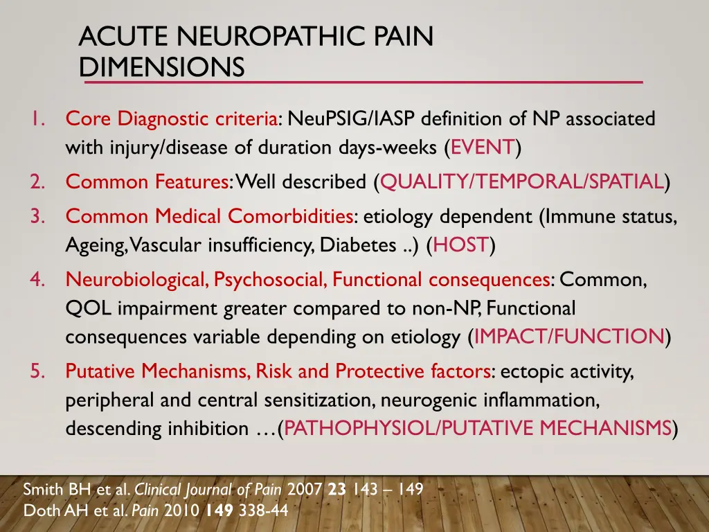 acute neuropathic pain dimensions