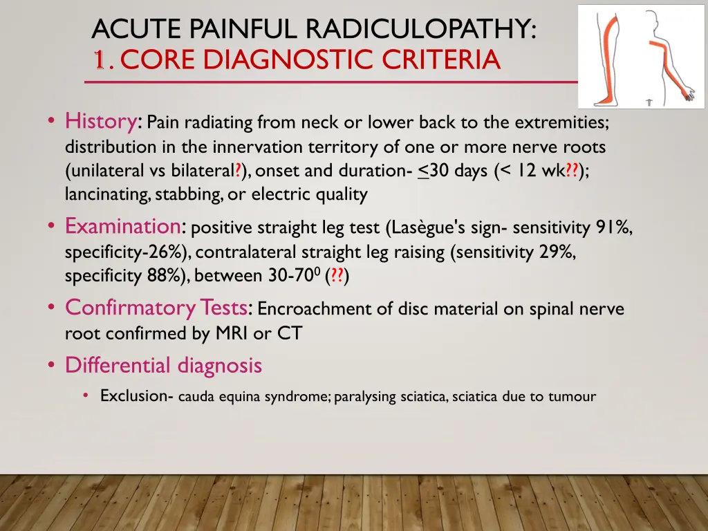 acute painful radiculopathy 1 core diagnostic