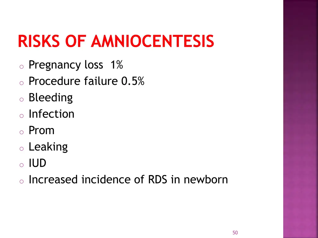 risks of amniocentesis