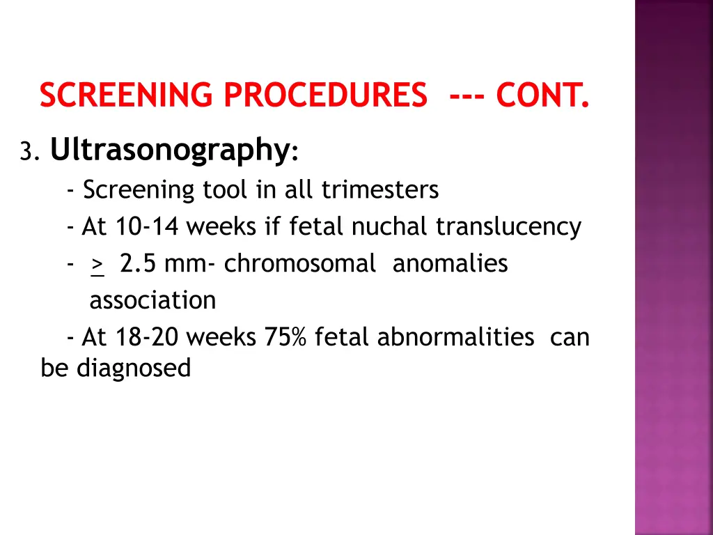screening procedures cont 2