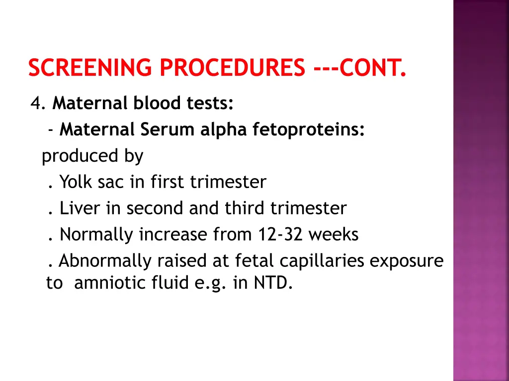 screening procedures cont 3