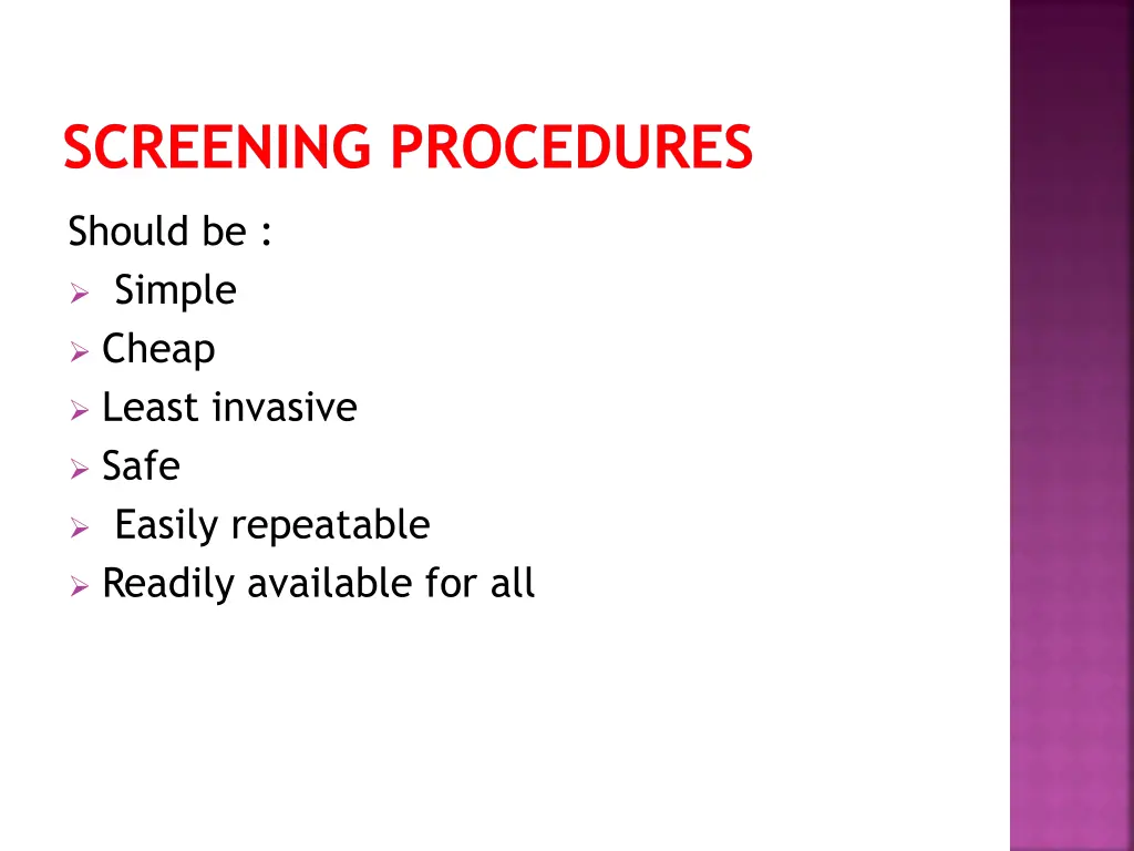 screening procedures