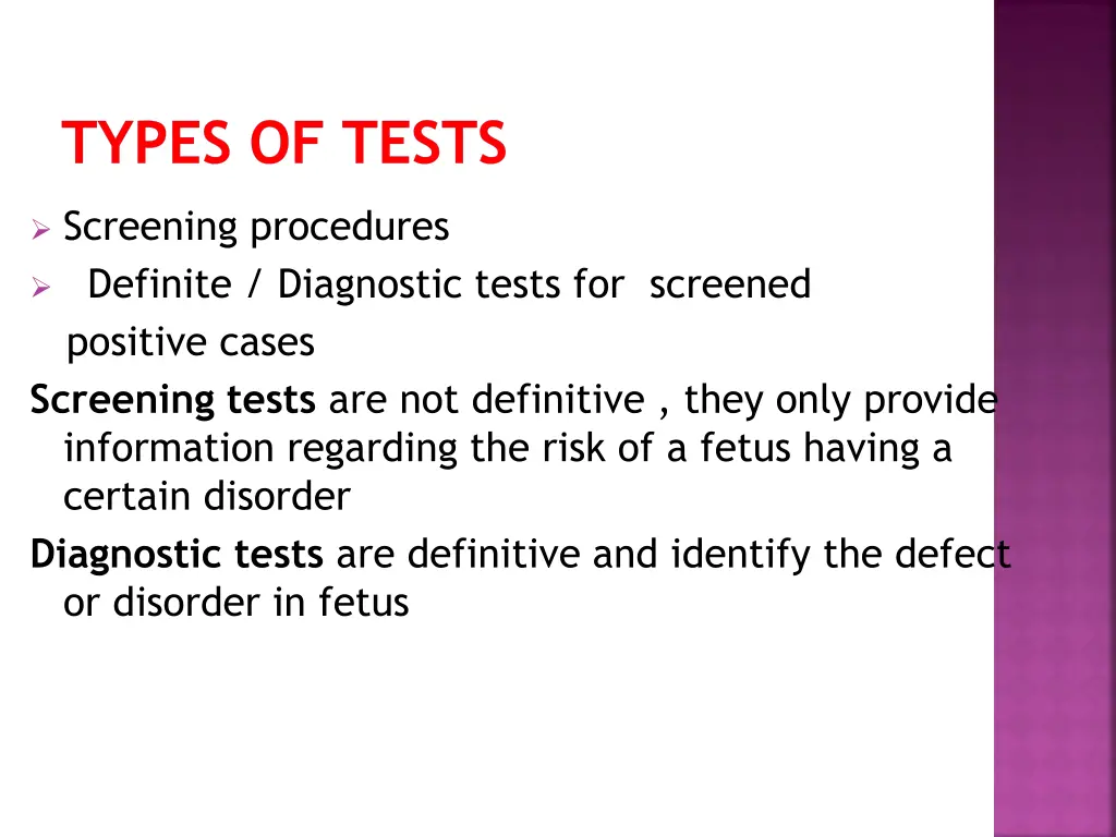 types of tests