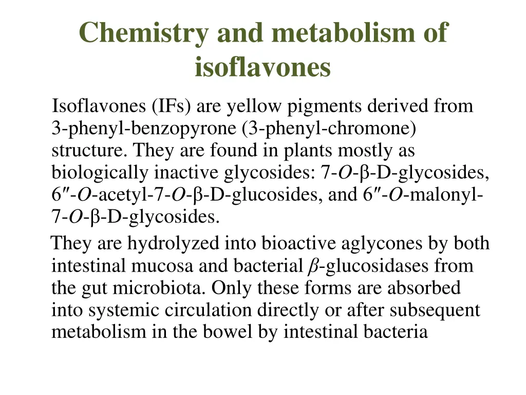 chemistry and metabolism of isoflavones