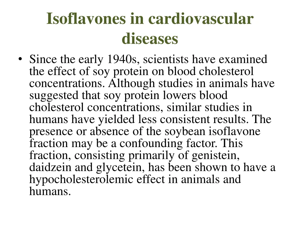 isoflavones in cardiovascular diseases since