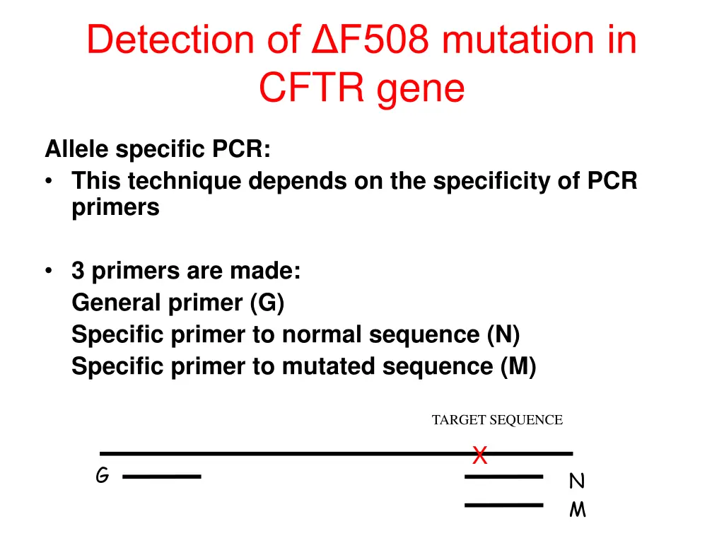 detection of f508 mutation in cftr gene