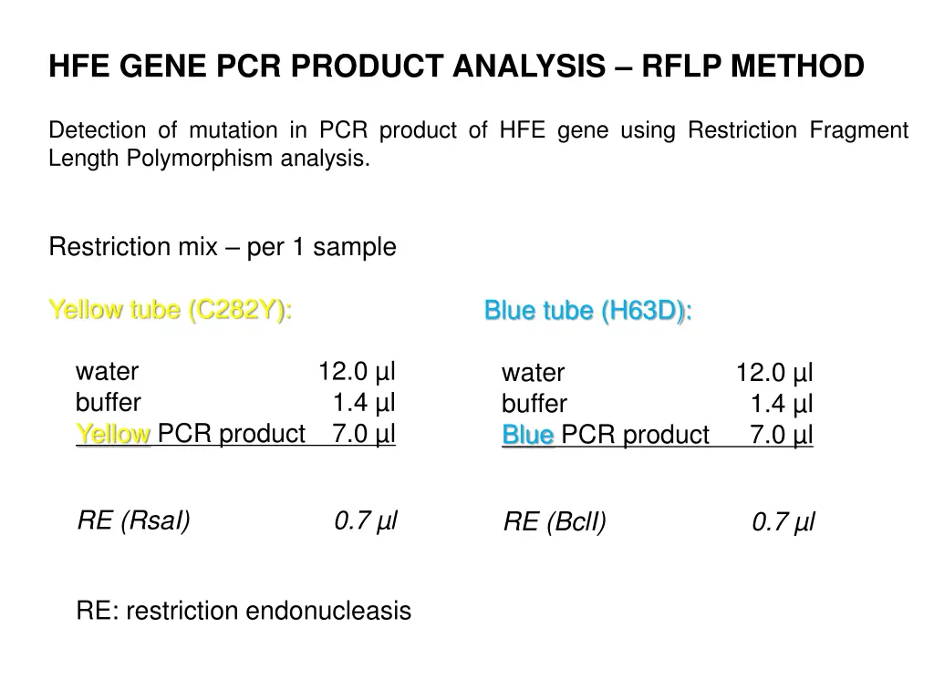 hfe gene pcr product analysis rflp method