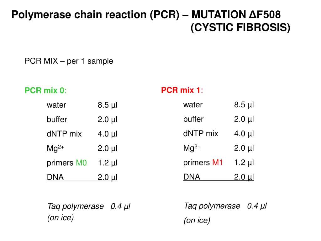 polymerase chain reaction pcr mutation f508