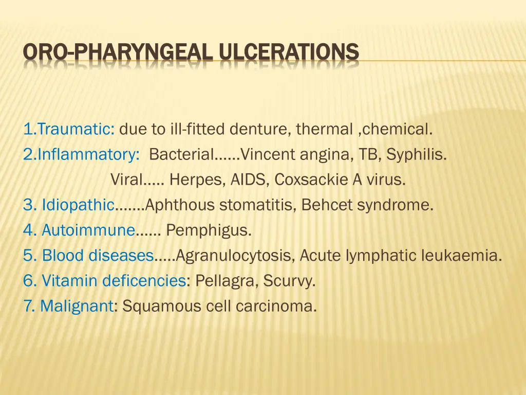 oro oro pharyngeal ulcerations pharyngeal