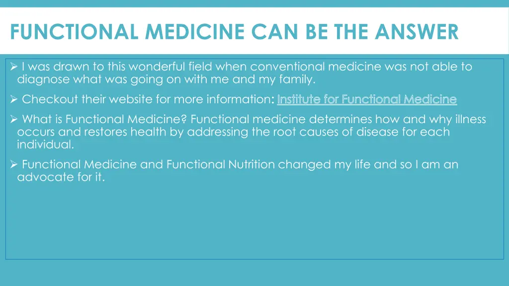 functional medicine can be the answer