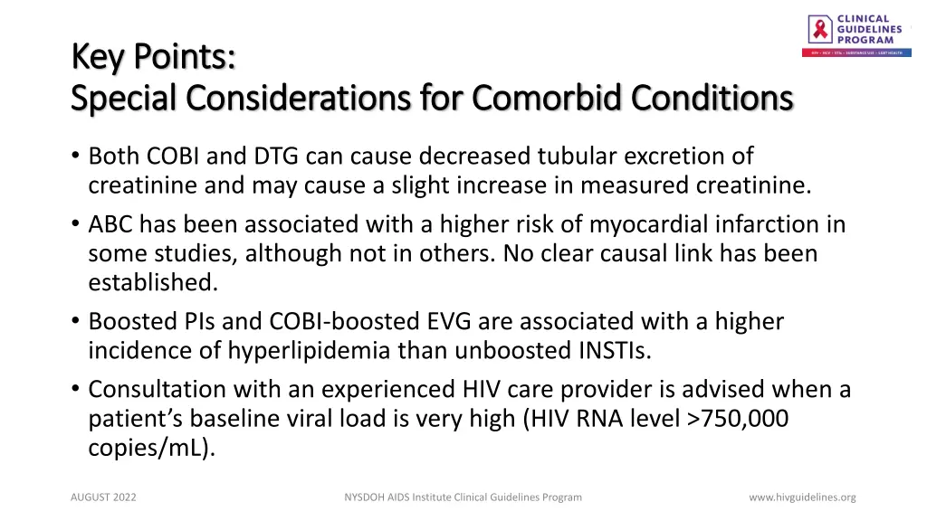 key points key points special considerations