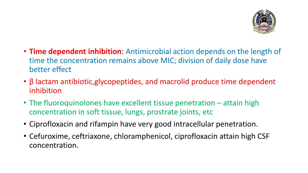time dependent inhibition antimicrobial action