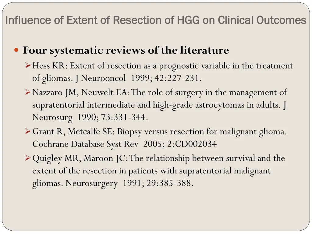 influence of extent of resection