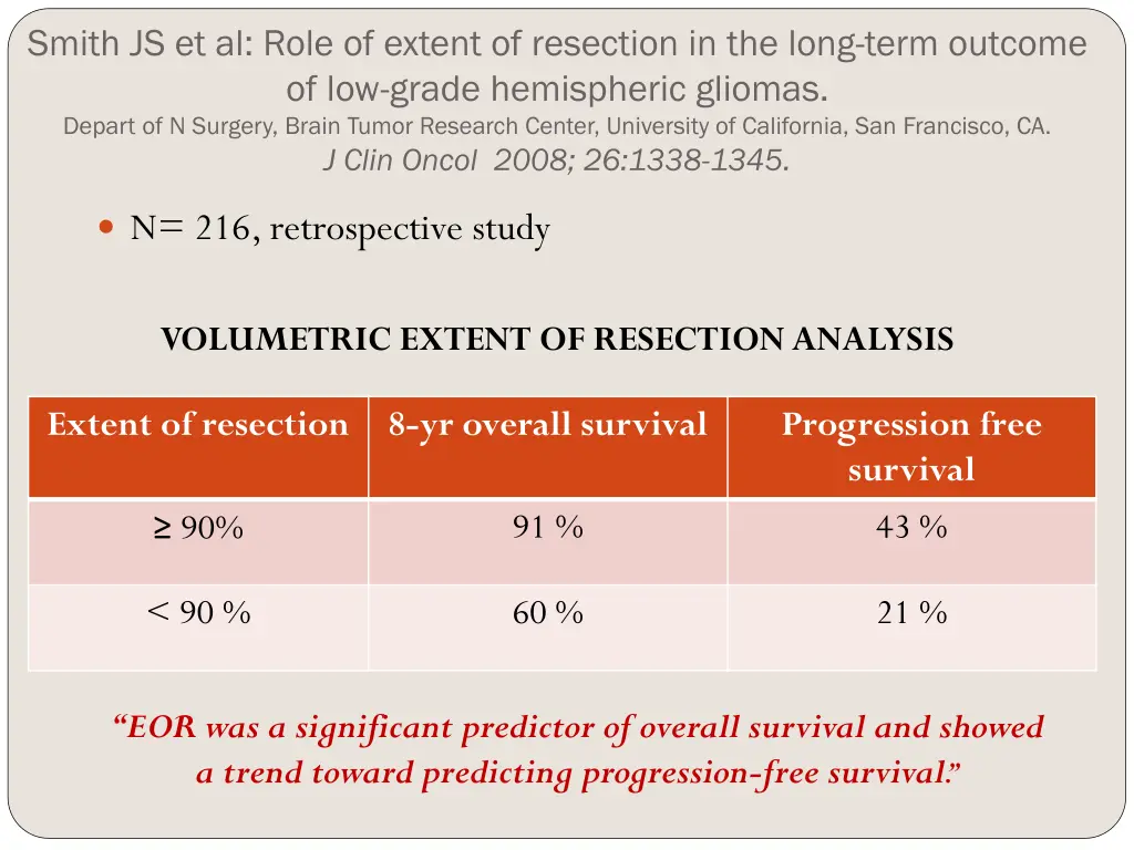 smith js et al role of extent of resection