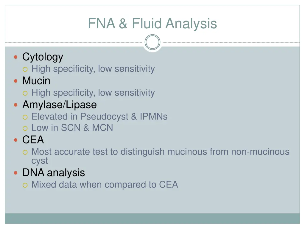 fna fluid analysis