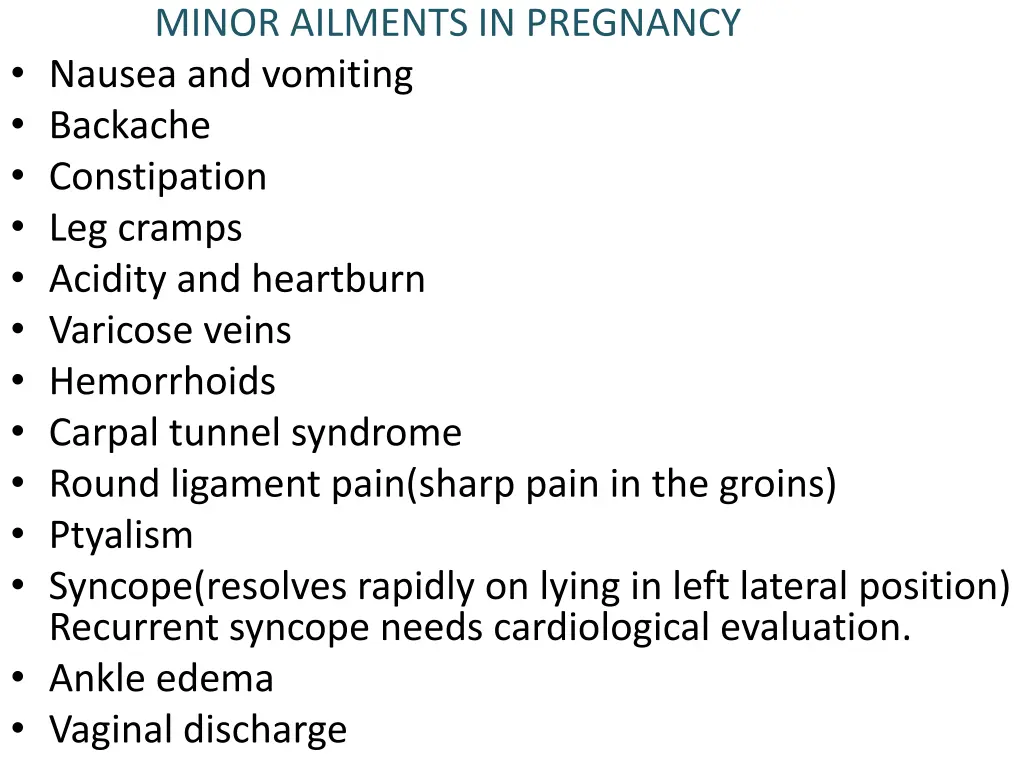 minor ailments in pregnancy nausea and vomiting