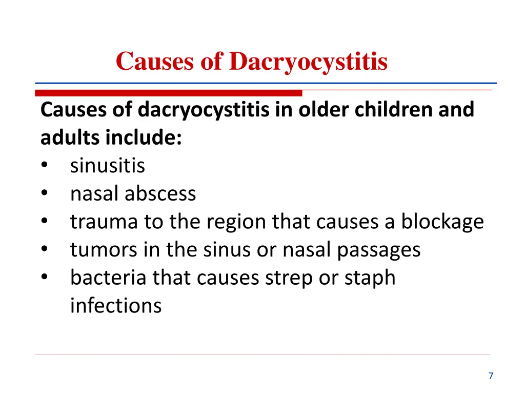causes of dacryocystitis 1