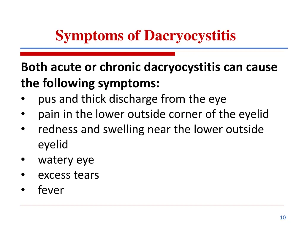 symptoms of dacryocystitis