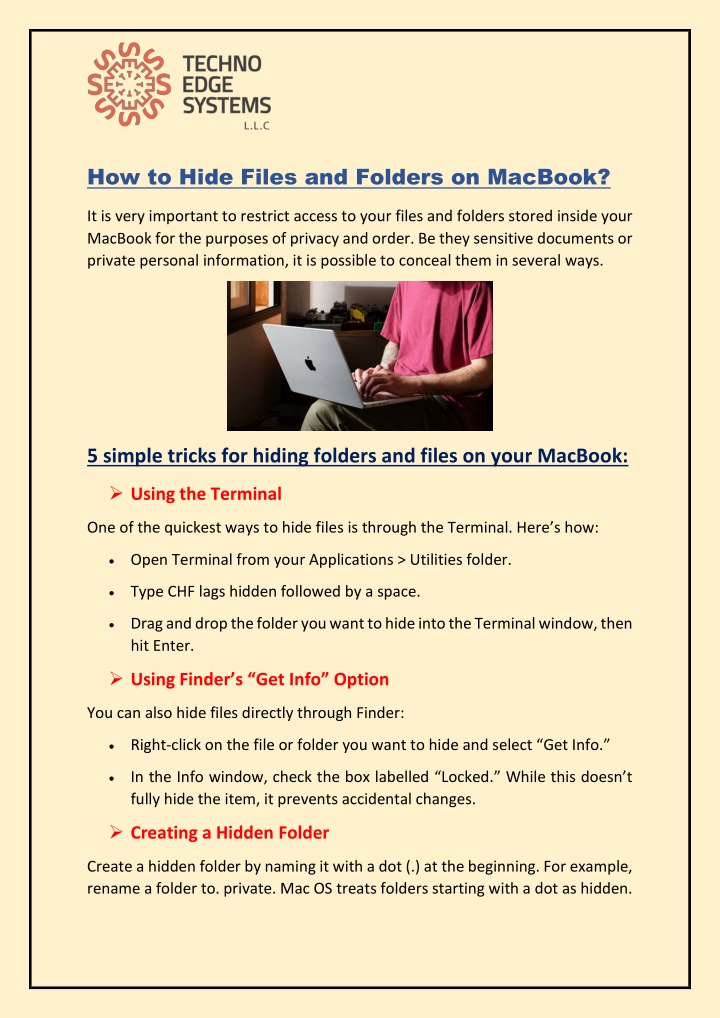 how to hide files and folders on macbook