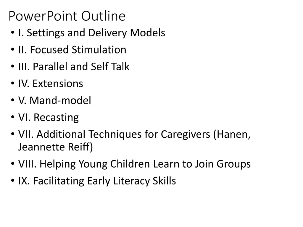 powerpoint outline i settings and delivery models