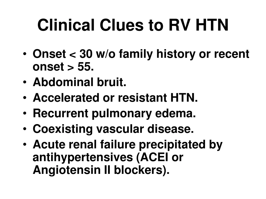 clinical clues to rv htn