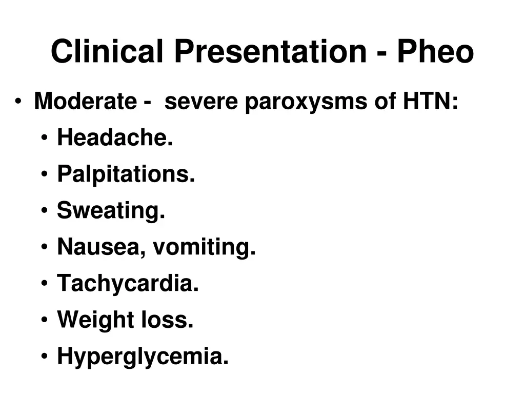 clinical presentation pheo