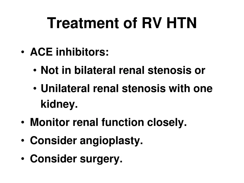 treatment of rv htn