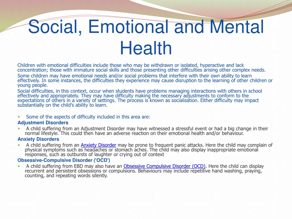 social emotional and mental health