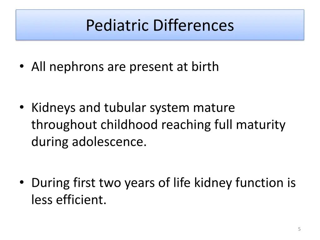 pediatric differences
