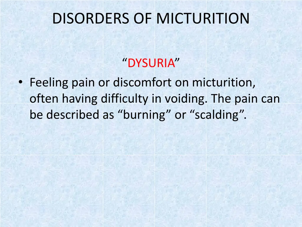 disorders of micturition