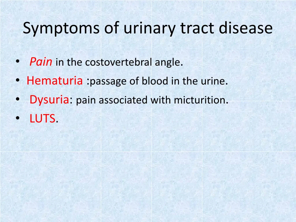 symptoms of urinary tract disease