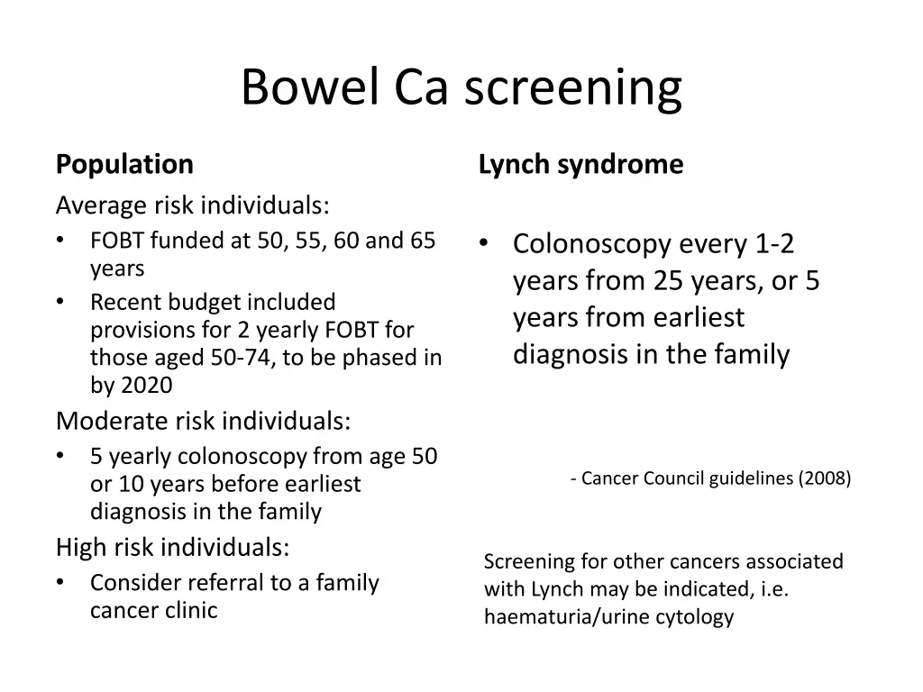 bowel ca screening
