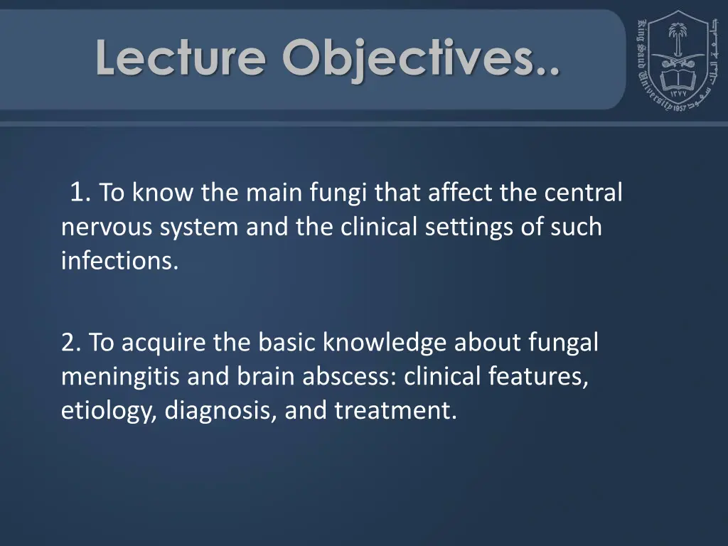 lecture objectives