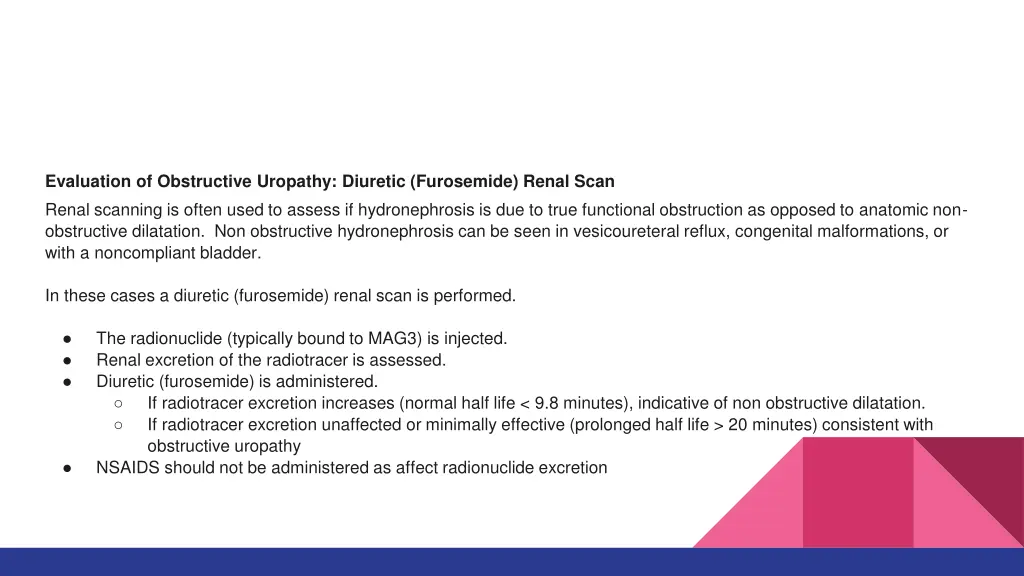 evaluation of obstructive uropathy diuretic