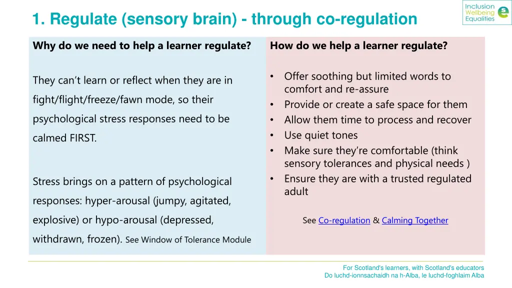 1 regulate sensory brain through co regulation