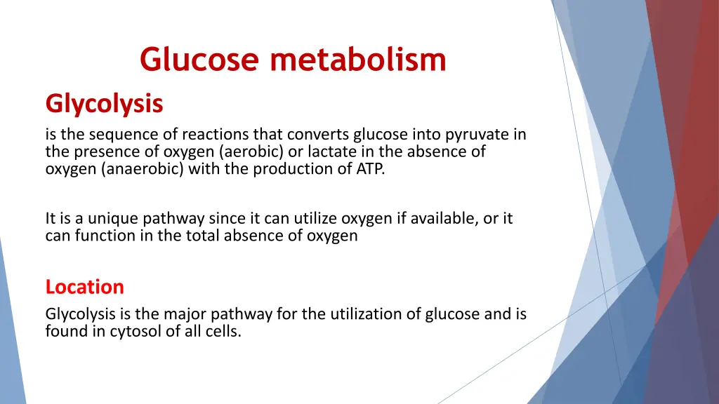 glucose metabolism glycolysis is the sequence