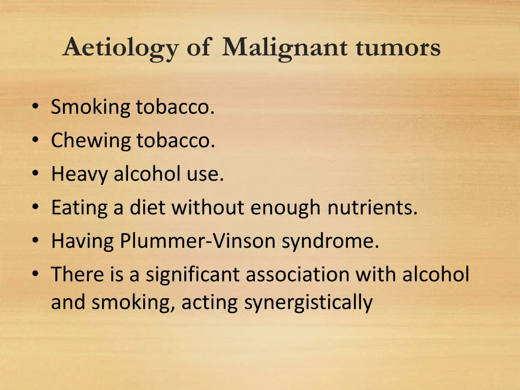aetiology of malignant tumors