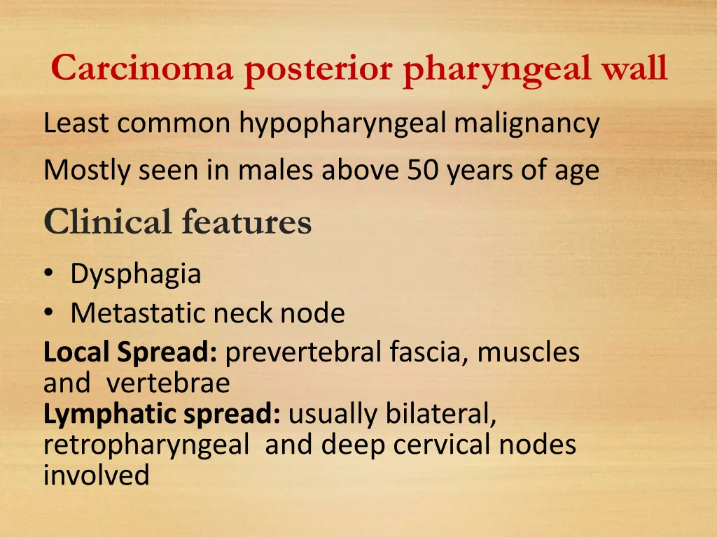 carcinoma posterior pharyngeal wall