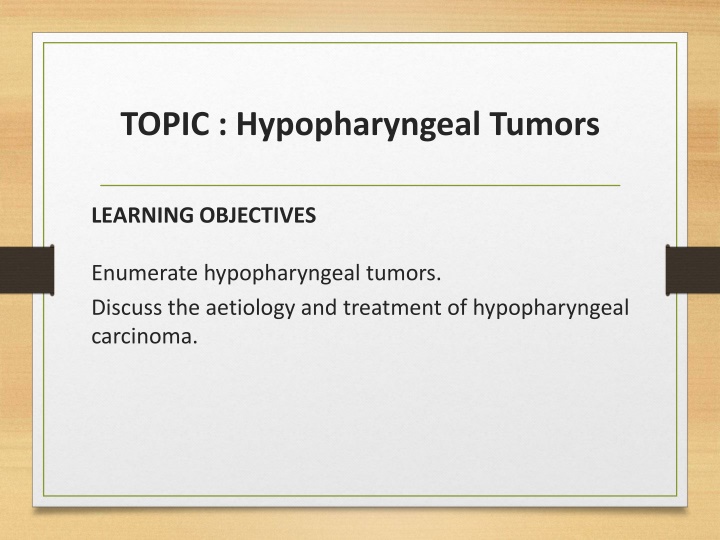 topic hypopharyngeal tumors