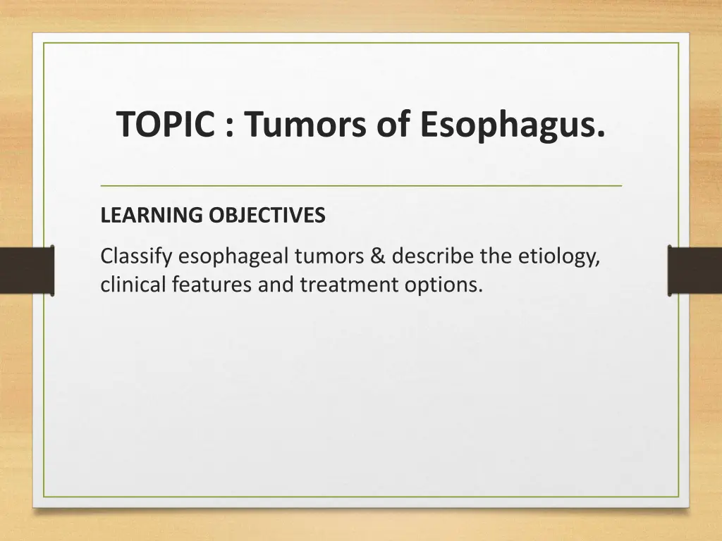 topic tumors of esophagus