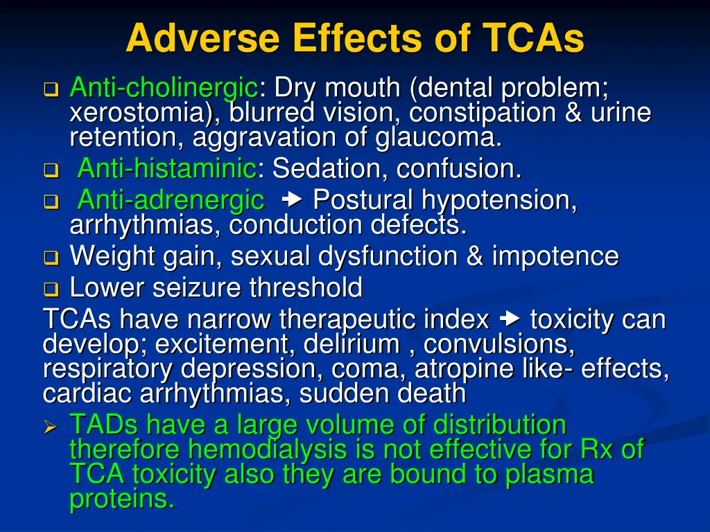 adverse effects of tcas anti cholinergic