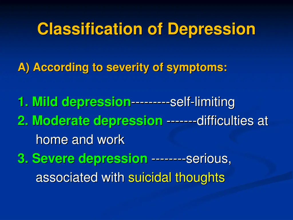 classification of depression