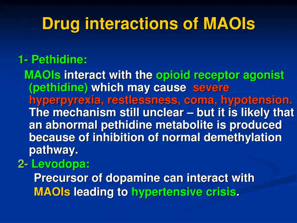 drug interactions of maois