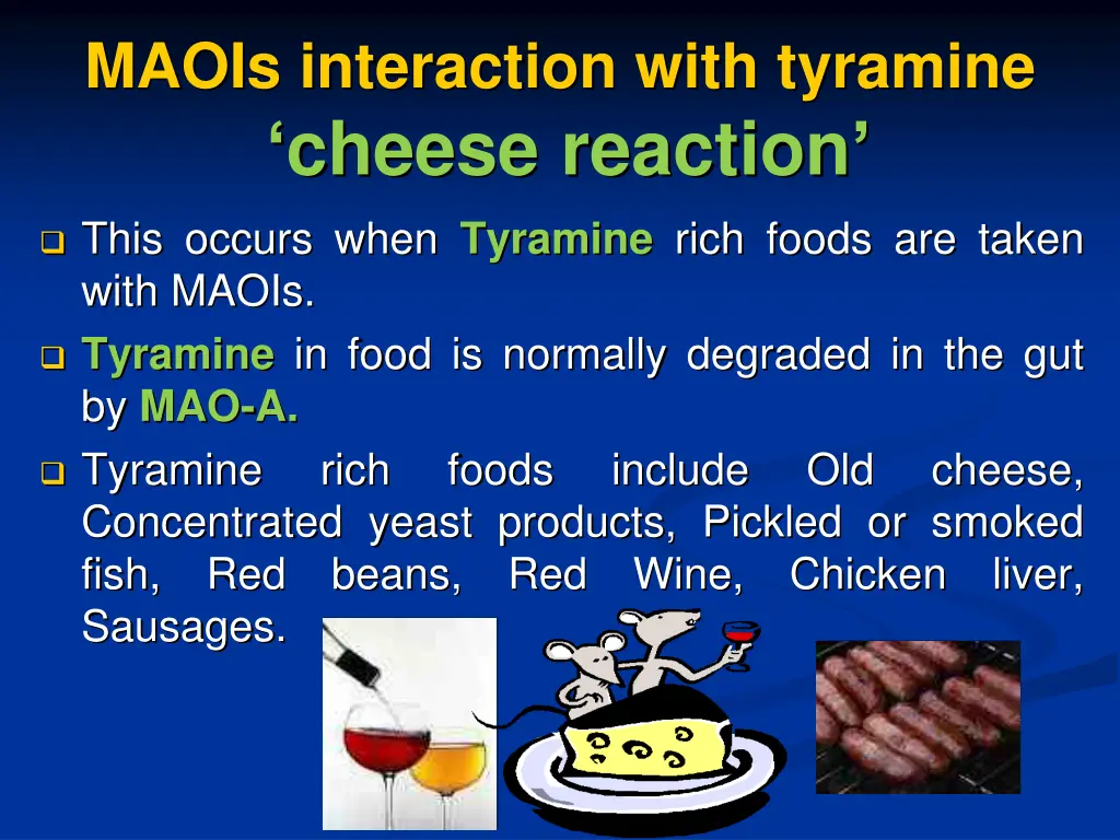 maois interaction with tyramine cheese reaction