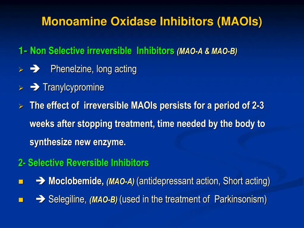 monoamine oxidase inhibitors maois