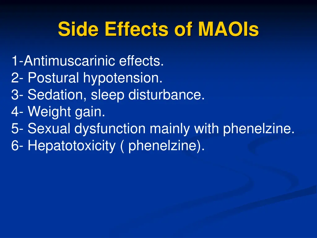 side effects of maois