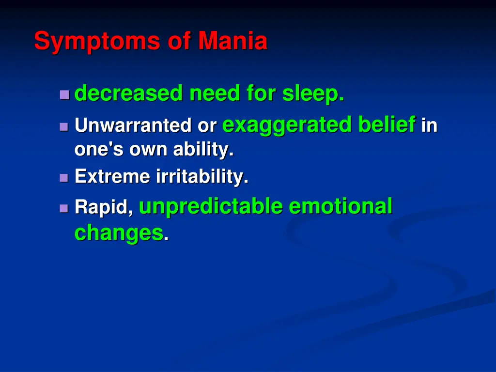 symptoms of mania