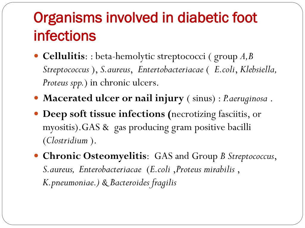 organisms involved in diabetic foot organisms
