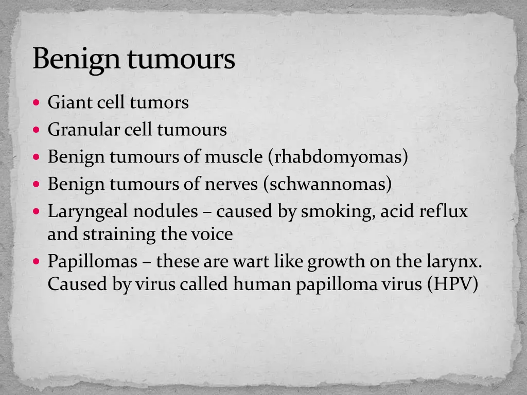 benign tumours