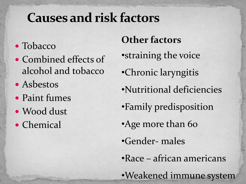 causes and risk factors